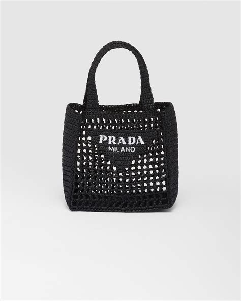 prada small raffia tote